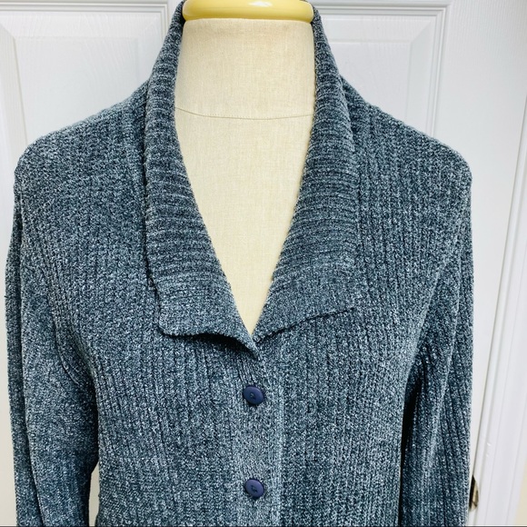 designers studio originals women soft long cardigan button gray size S - Picture 3 of 5